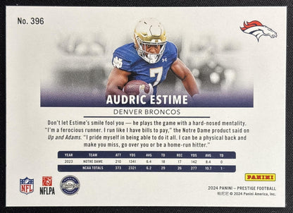 Audric Estime 2024 Panini Prestige Diamond Xtra Points Broncos Sports Trading Cards