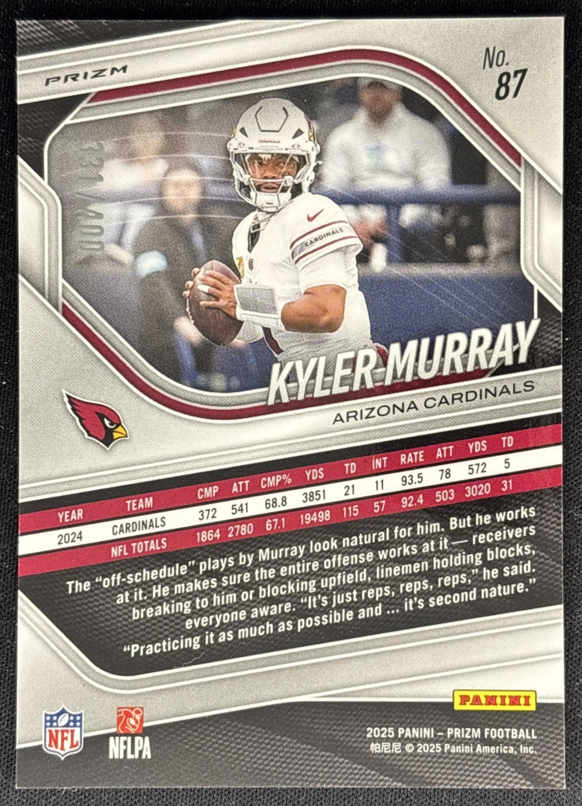Kyler Murray 2025 Panini Prizm Pandora /400 Cardinals Sports Trading Cards