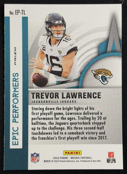 Trevor Lawrence 2023 Panini Mosaic Epic Performers Mosaic Green Jaguars Sports Trading Card