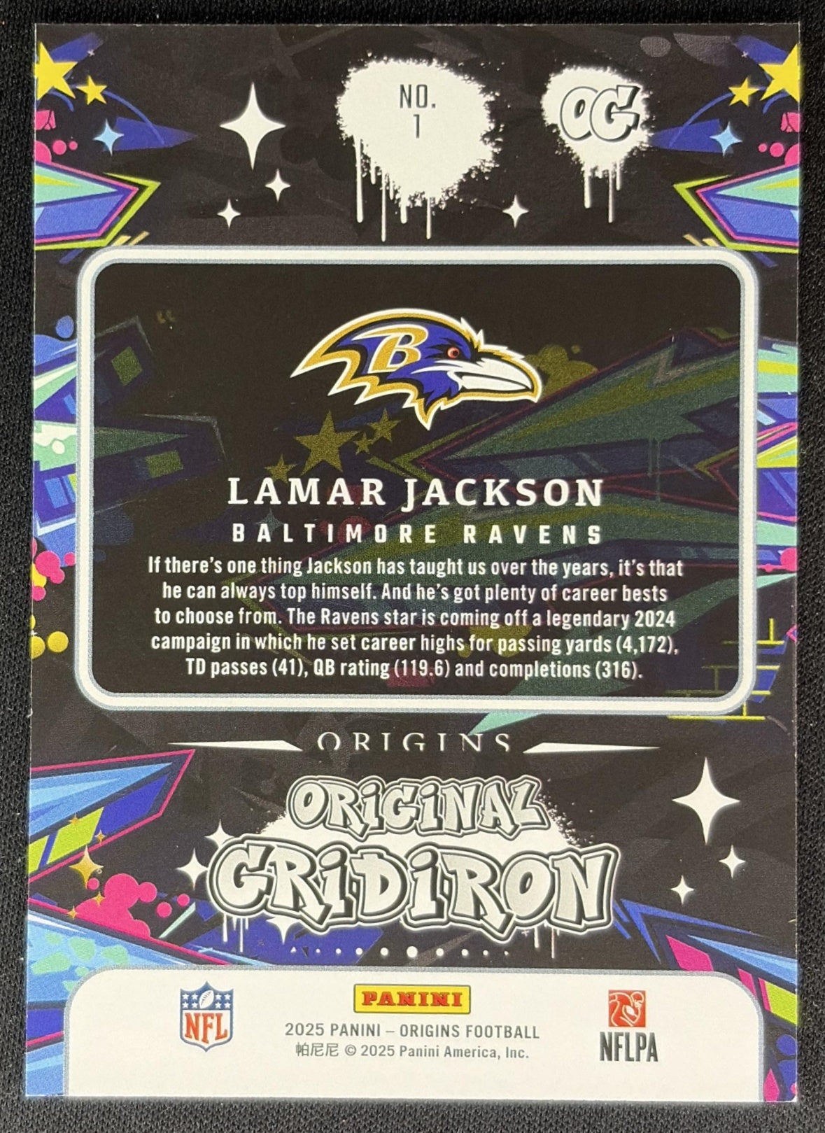 Lamar Jackson 2025 Panini Origins Original Gridiron Ravens back