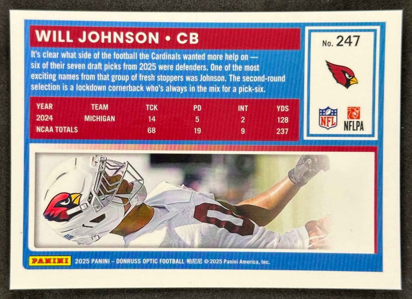 Will Johnson 2025 Donruss Optic Rated Rookie Cardinals Sports Trading Card