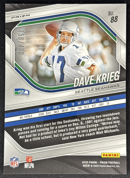Dave Krieg 2025 Panini Prizm Pandora /400 Seahawks back