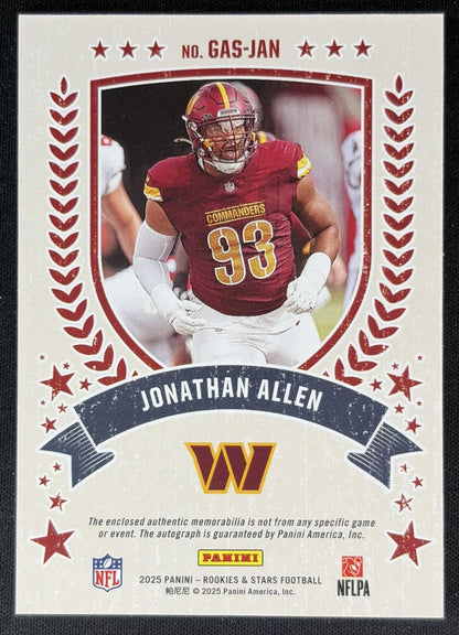 Jonathan Allen 2025 Rookies & Stars Great American Signatures /99 Commanders