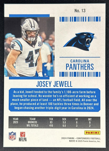 Josey Jewell 2024 Panini Contenders Playoff Ticket /199 Panthers Sports Trading Cards