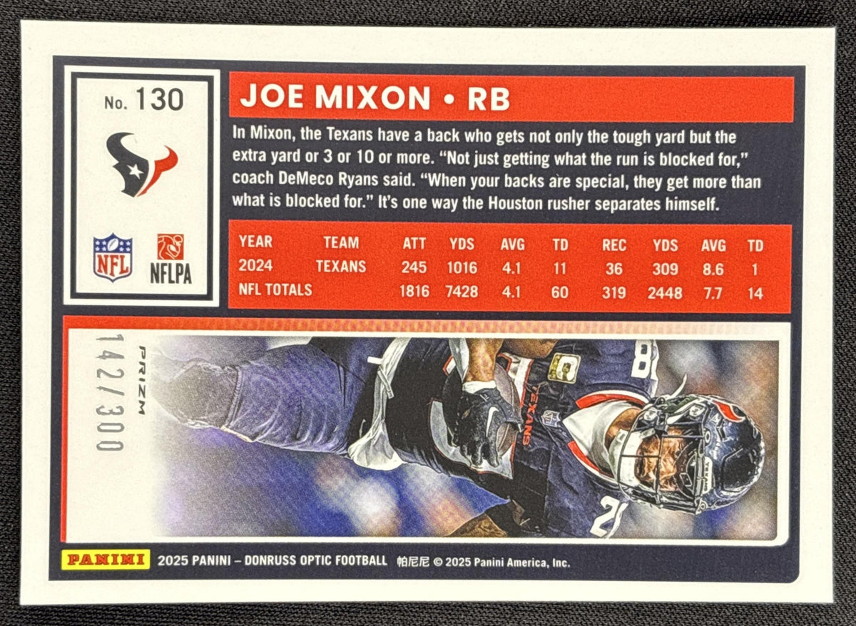 Joe Mixon 2025 Panini Donruss Optic Wave Prizm /300 Texans