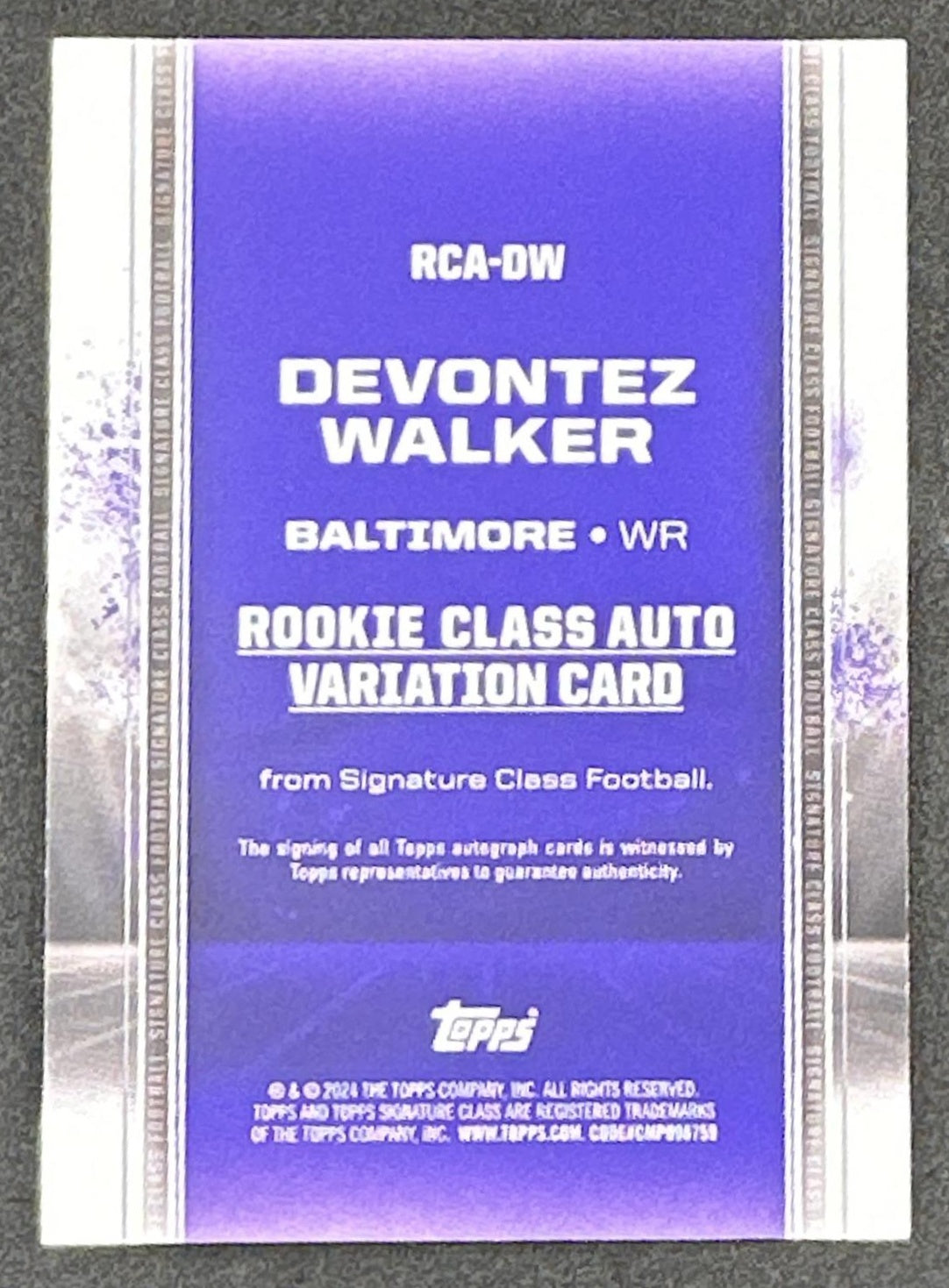 Devontez Walker 2024 Topps Signature Class Rookie I Auto