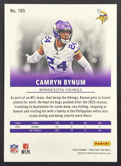 Camryn Bynum 2024 Panini Prestige Green Premium Xtra Points /199 Vikings