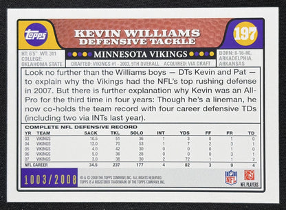 Kevin Williams 2008 Topps Gold /2008 Vikings