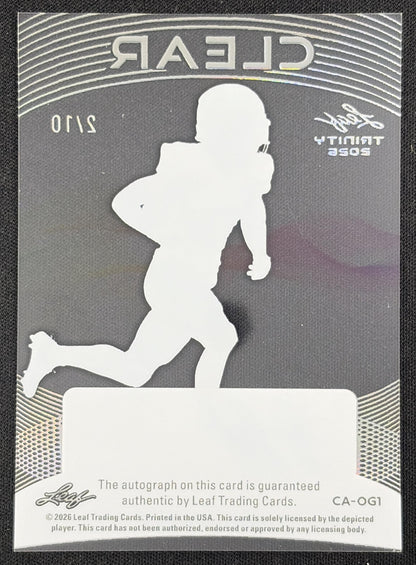 Osani Gayles 2026 Leaf Trinity Clear Auto Purple /10 Sports Trading Card