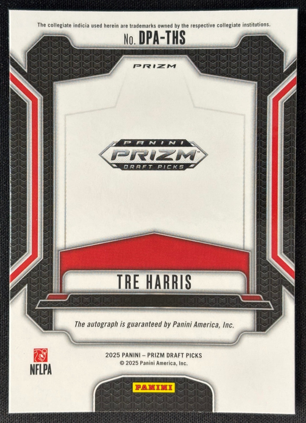 Tre Harris 2025 Prizm Draft Picks Auto Hyper Rebels sports trading card