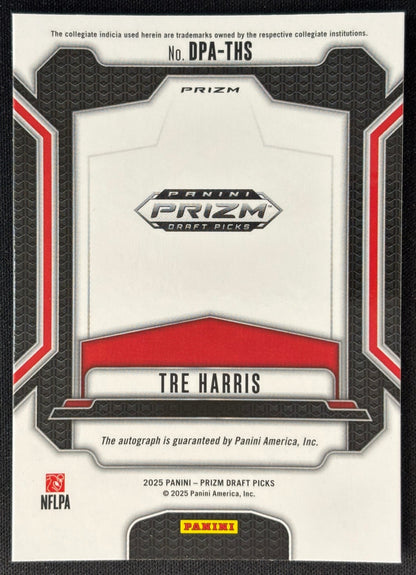 Tre Harris 2025 Prizm Draft Picks Auto Hyper Rebels sports trading card