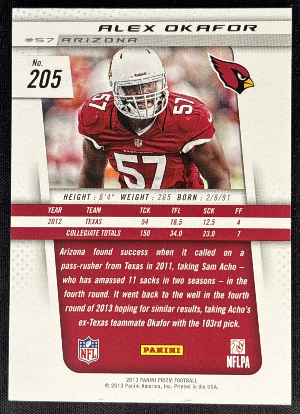 Alex Okafor 2013 Panini Prizm Rated Rookie Patches Cardinals