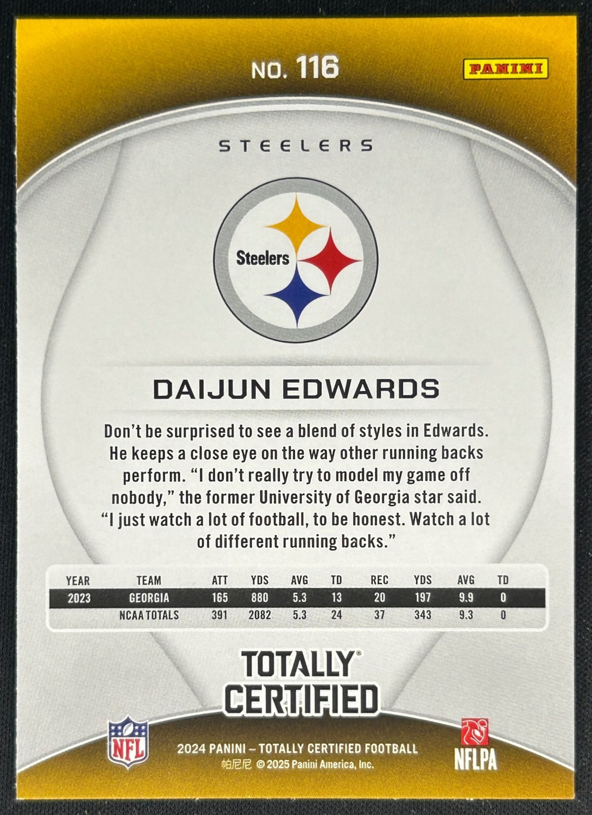 Daijun Daijun Edwards 2024 Totally Certified Rookies Mirror Maroon teelers ...