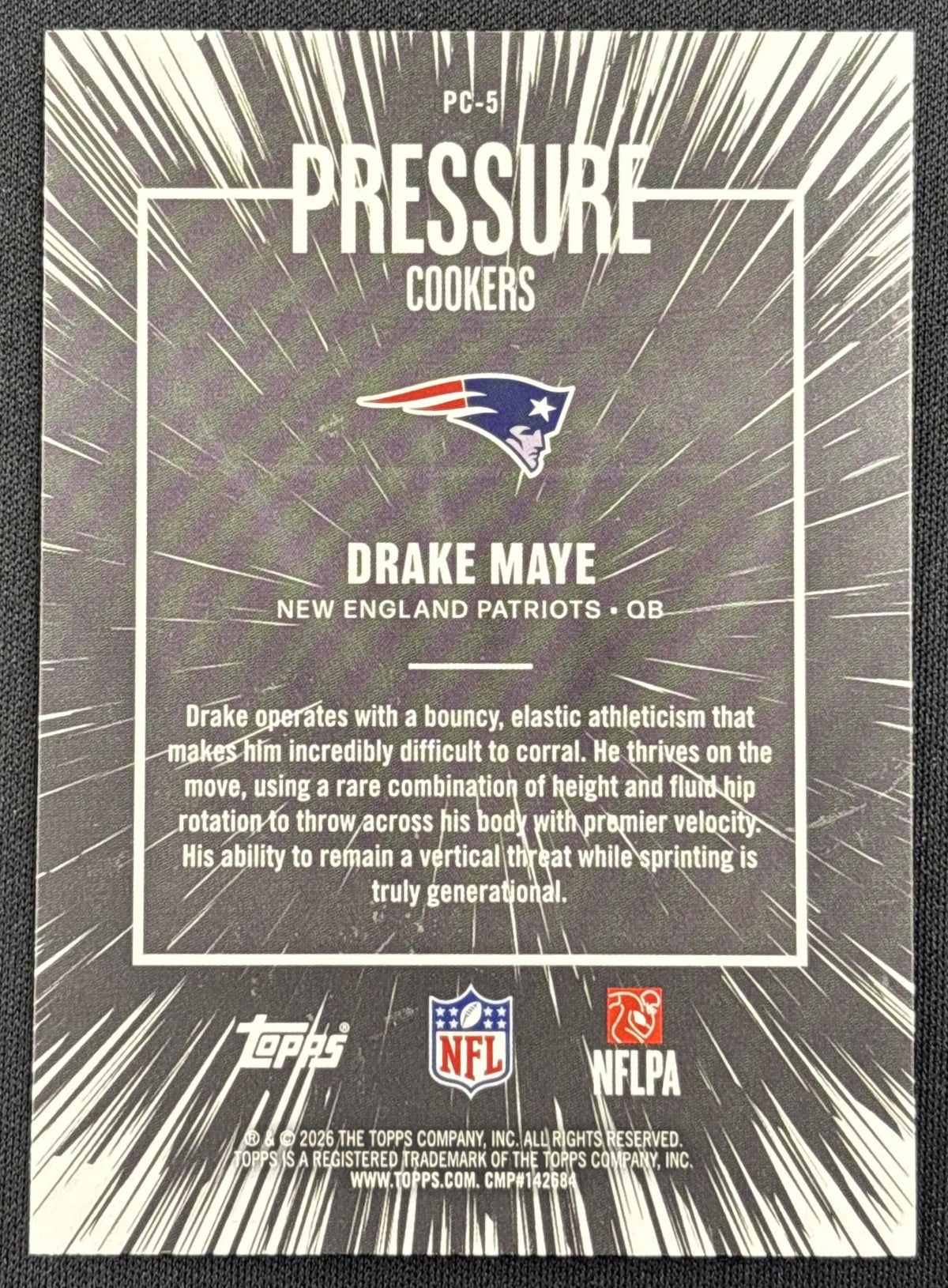 Drake Maye 2026 Topps Pressure Cookers Crackle Foil Patriots New England Patriots