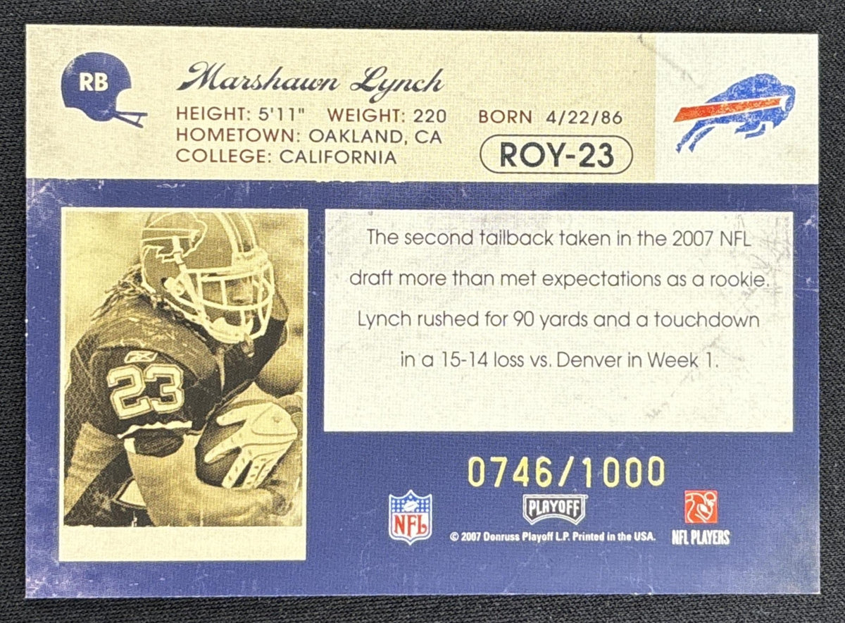 Marshawn Lynch 2007 Playoff Contenders ROY /1000 Bills