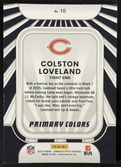 Colston Loveland 2025 Panini Donruss Optic Rookie Primary Colors Bears