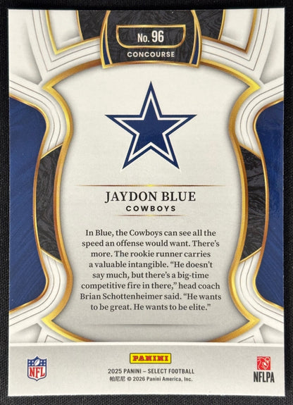 Jaydon Blue 2025 Select Concourse Rookie Cowboys Sports Trading Card