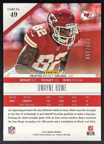 Dwayne Bowe 2012 Panini Limited /399 Chiefs