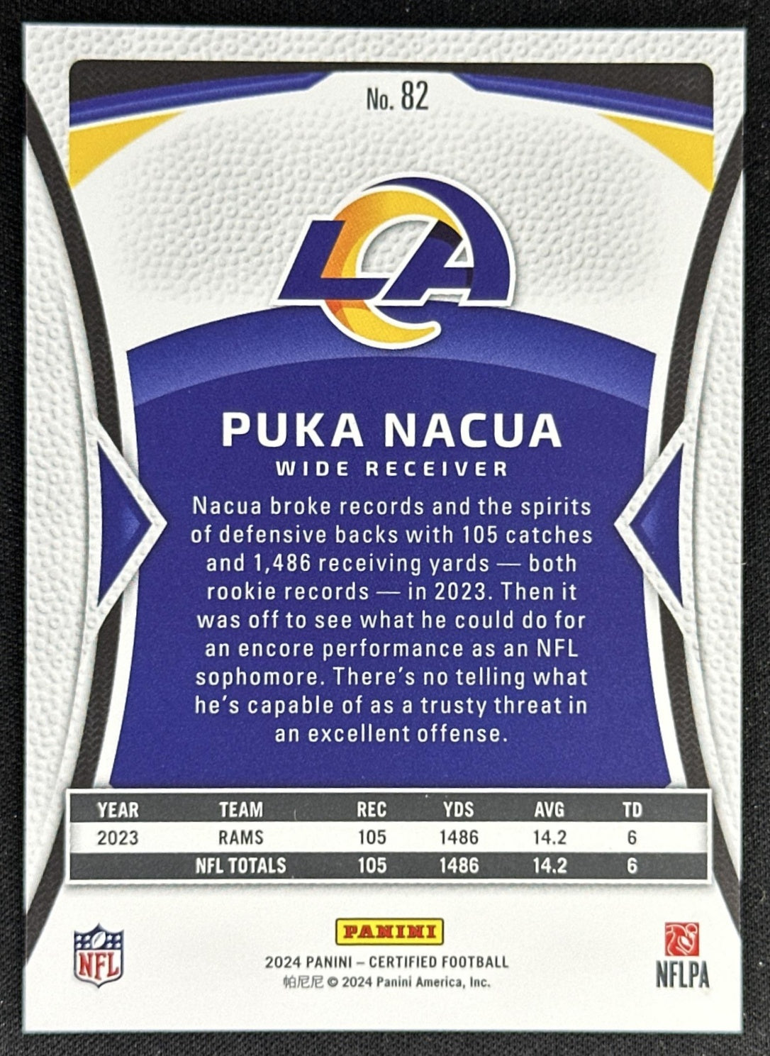 Puka Nacua 2024 Panini Certified Bronze Mirror /275 Rams