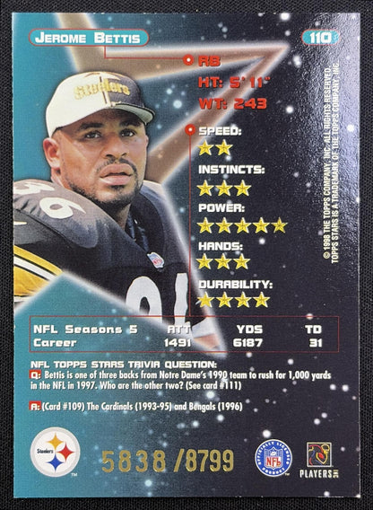 Jerome Bettis 1998 Topps Stars /8799 Steelers