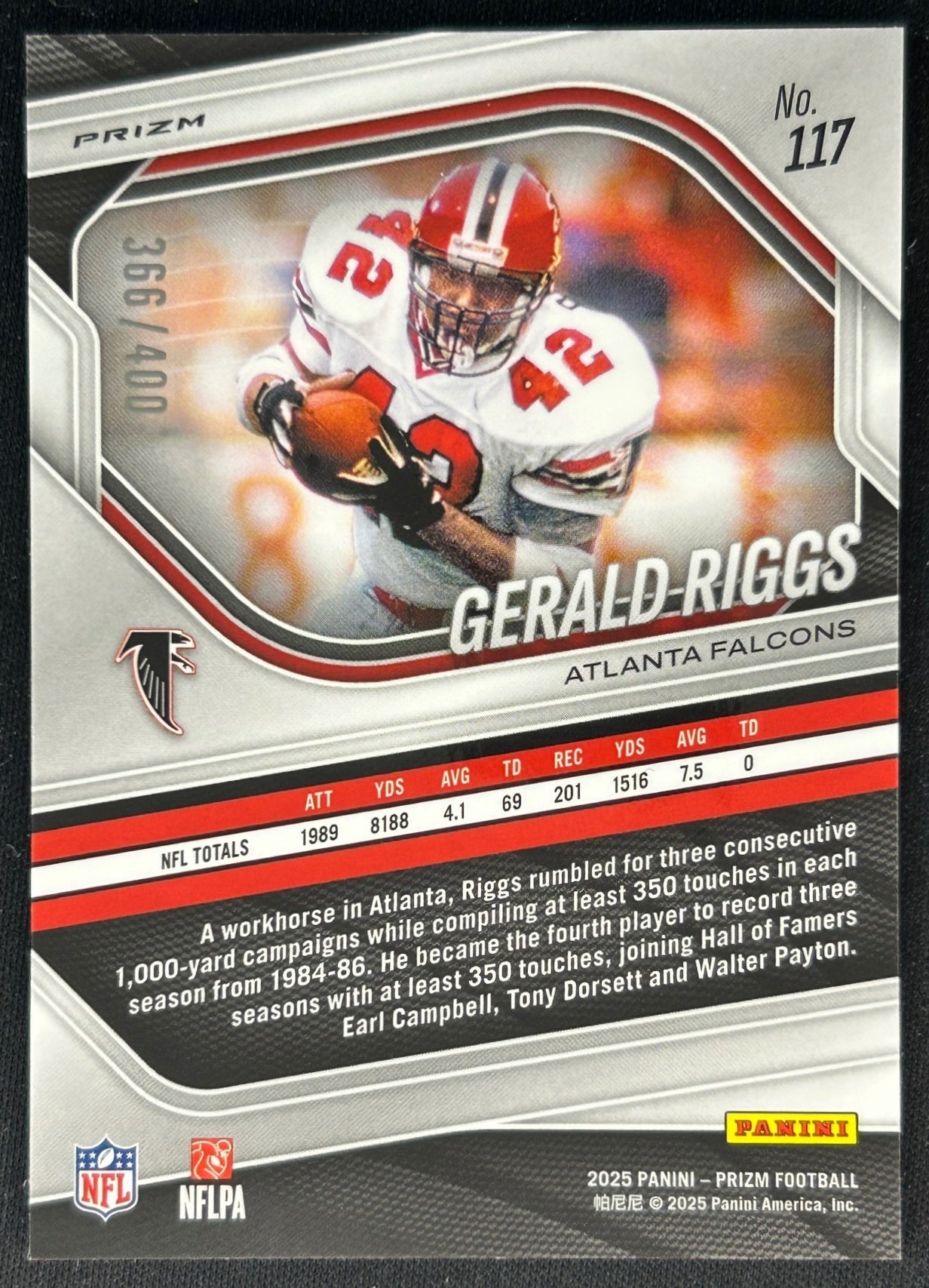 Gerald Riggs 2025 Prizm Pandora /400 Falcons Sports Trading Cards