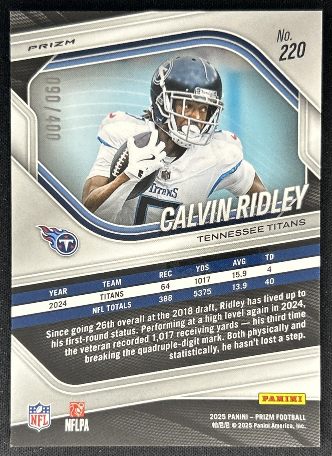 Calvin Ridley 2025 Panini Prizm Pandora /400 Titans