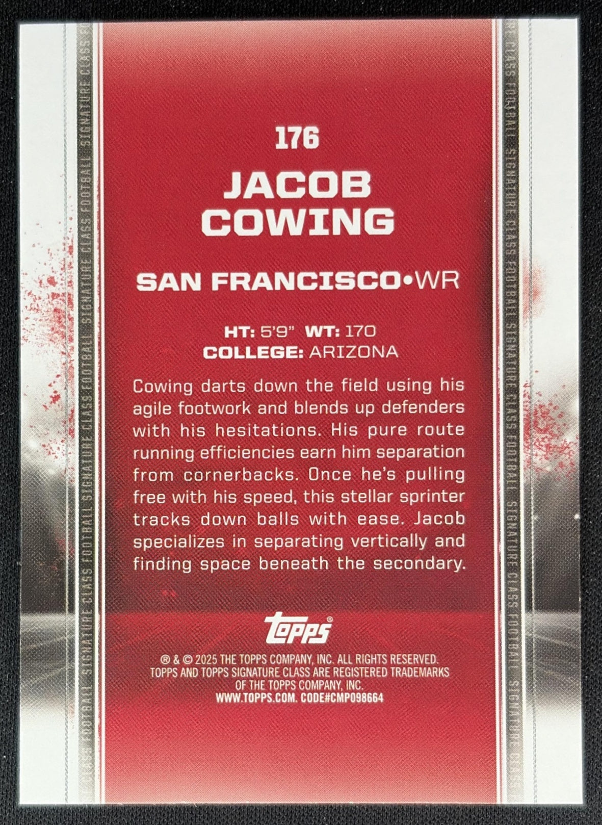 Jacob Cowing 2024 Topps Signature Class Purple /100 49ers Sports Trading Cards