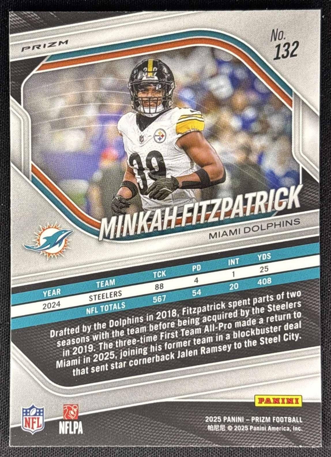 Minkah Fitzpatrick 2025 Panini Prizm Snakeskin Dolphins Sports Trading Cards