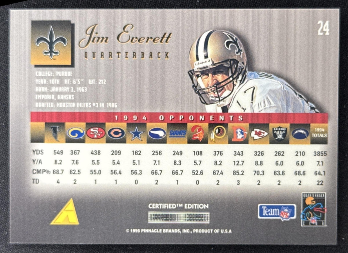Jim Everett 1995 Pinnacle Select Certified Saints Sports Trading Card