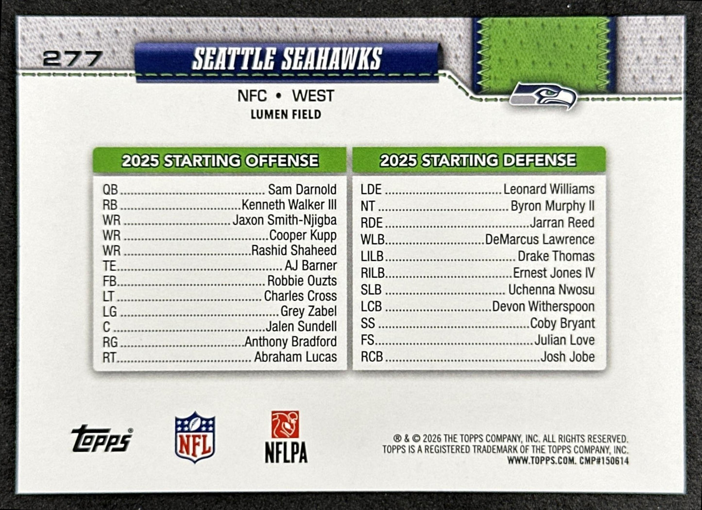 Seattle Seahawks 2026 Topps Flagship Seahawks Sports Trading Cards