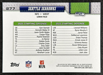 Seattle Seahawks 2026 Topps Flagship Seahawks Sports Trading Cards