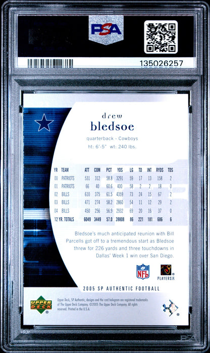 Drew Bledsoe 2005 SP Authentic PSA 10 Cowboys back