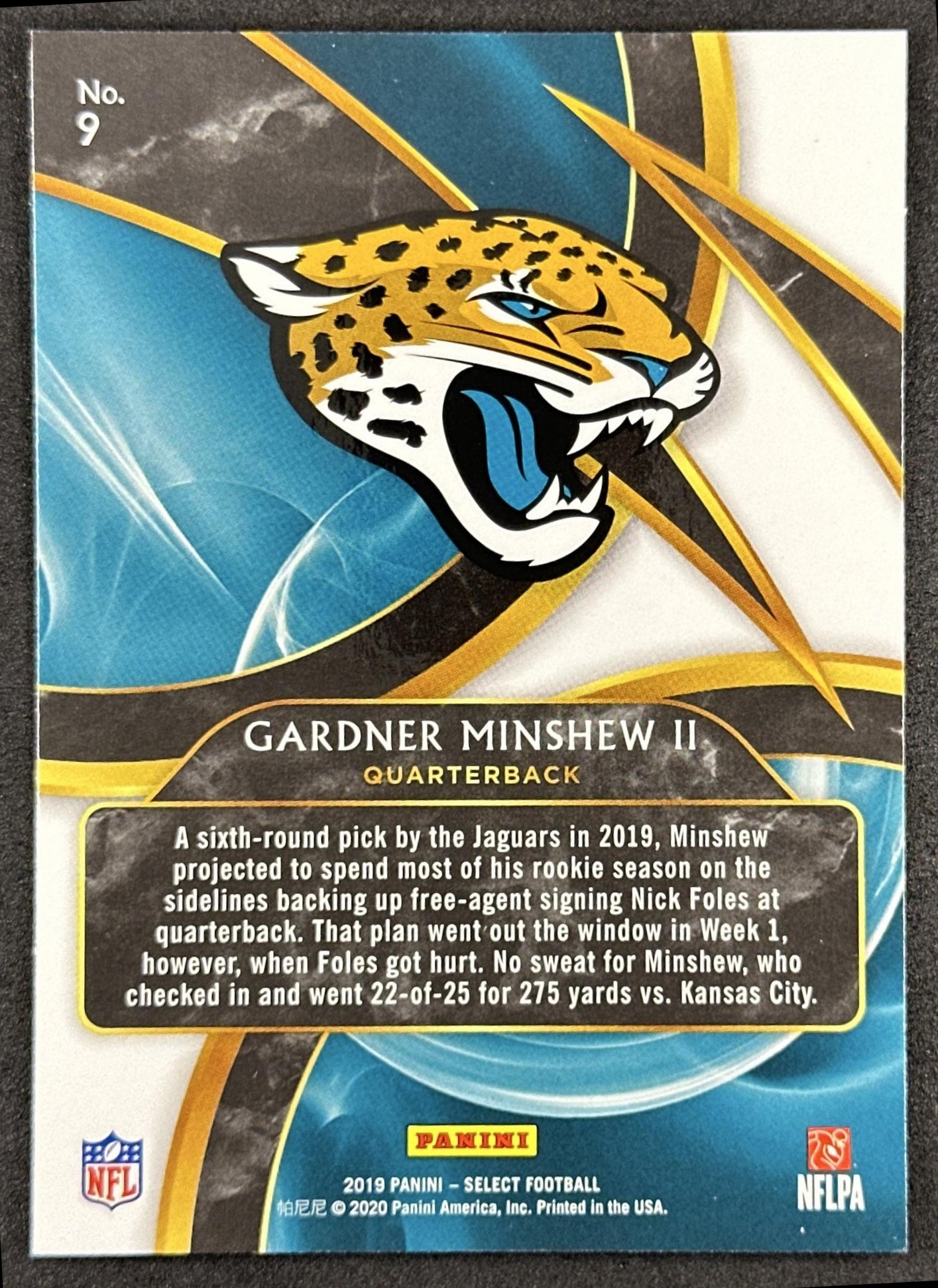 Gardner Minshew II 2019 Panini Select Sensations Prizm Jaguars