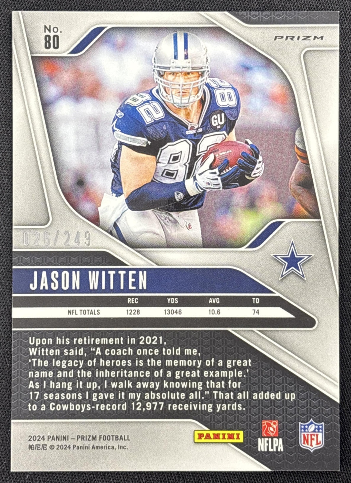 Jason Witten 2024 Panini Prizm Orange /249 Cowboys