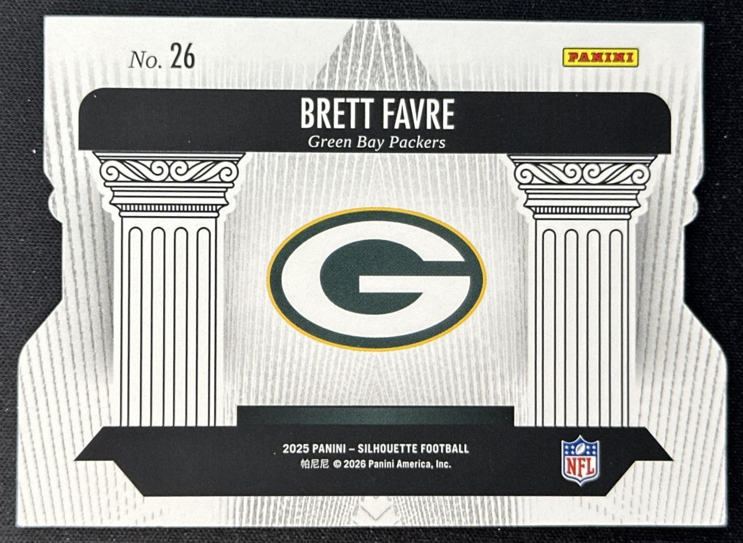 Brett Favre 2025 Panini Silhouette Pillars of the Game Packers