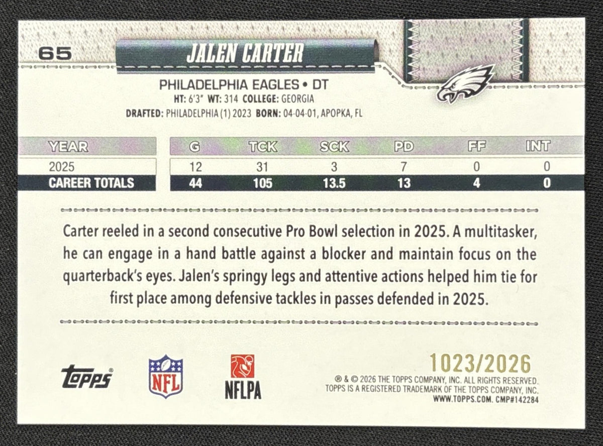 Jalen Carter 2026 Topps Gold /2026 Eagles