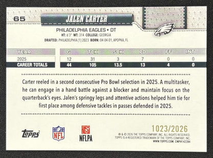 Jalen Carter 2026 Topps Gold /2026 Eagles