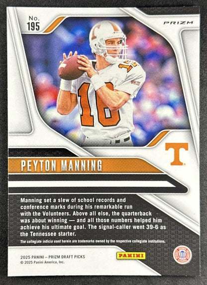 Peyton Manning 2025 Panini Prizm Draft Picks Purple Wave Volunteers Sports Trading Card