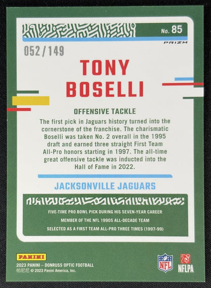 Tony Boselli 2023 Panini Donruss Optic Flex Emoji Prizm /149 Jaguars Sports Trading Cards