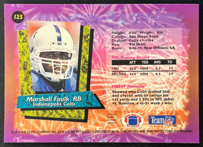 Marshall Faulk 1995 Finest Colts Sports Trading Cards