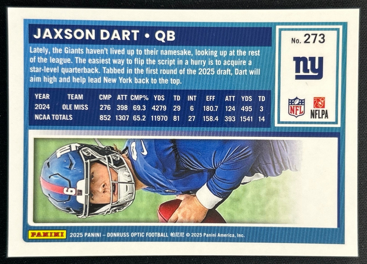 Jaxson Dart 2025 Donruss Optic Rated Rookie Giants Sports Trading Cards