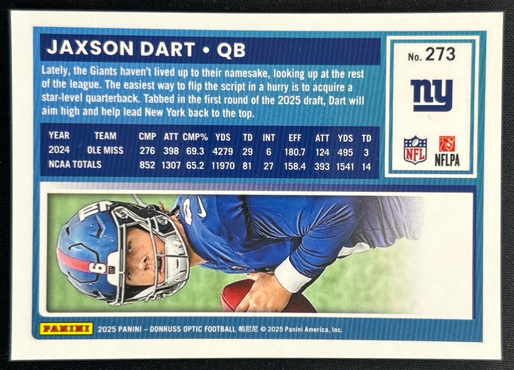 Jaxson Dart 2025 Donruss Optic Rated Rookie Giants Sports Trading Cards