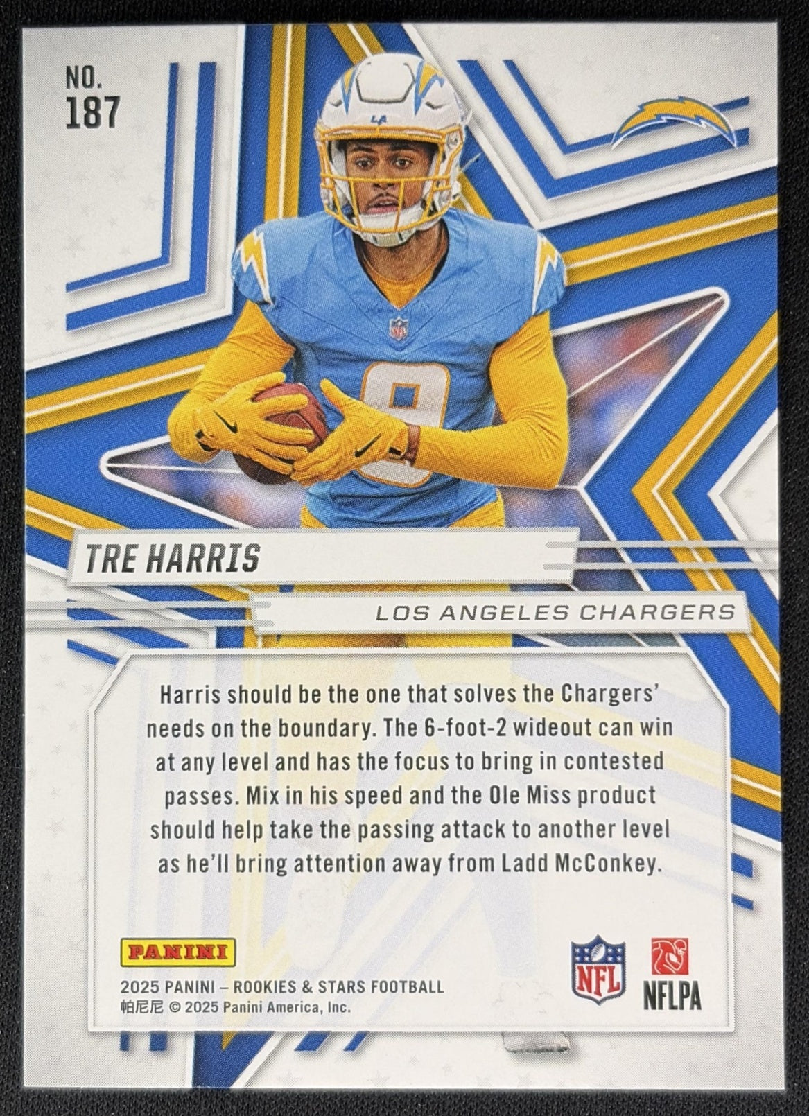 Tre Harris 2025 Panini Rookies & Stars Signatures Chargers Sports Trading Cards