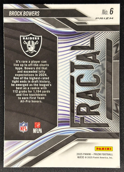 Brock Bowers 2025 Prizm Fractal Green Raiders Sports Trading Card