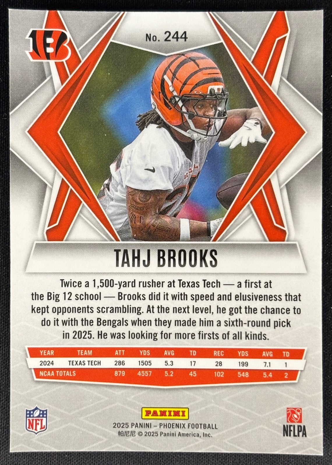 Tahj Brooks 2025 Phoenix Silver Seismic Bengals Sports Trading Card