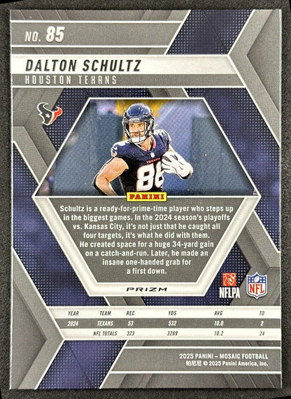 Dalton Schultz 2025 Panini Mosaic Green Prizm Texans