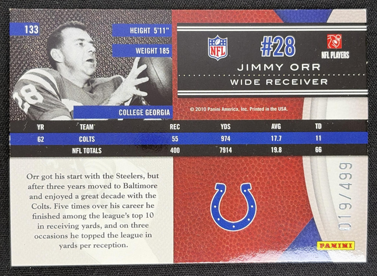 Jimmy Orr 2010 Panini Limited /499 Sports Trading Card