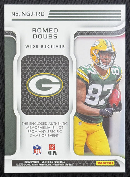 Romeo Doubs 2022 Panini Certified New Generation Jerseys Mirror Teal /50 Packers