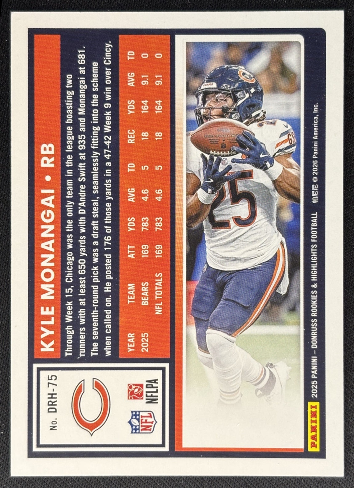 Kyle Monangai 2025 Panini Donruss Rookies & Highlights Bears Sports Trading Cards