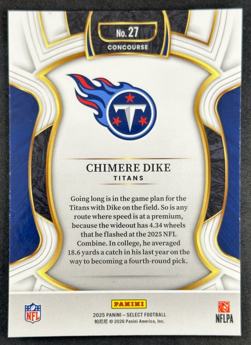 Chimere Dike Select Concourse Tennessee Titans Sports Trading Cards